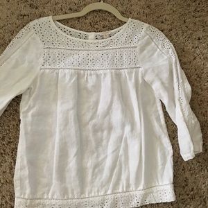 J Crew 3/4 Length Lace Detail Blouse NWOT
